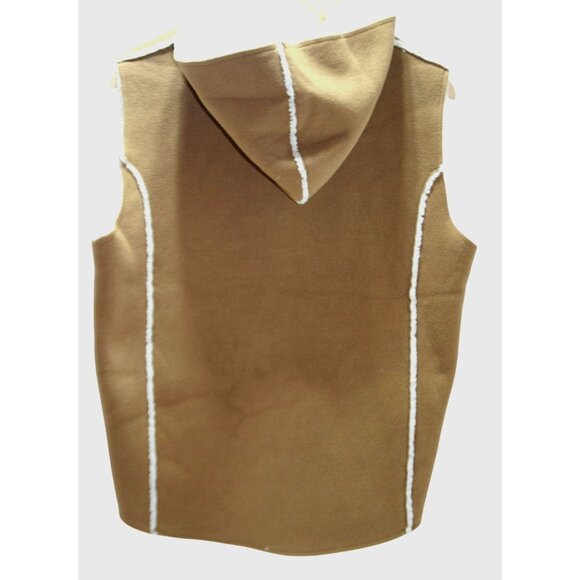 Ralph Lauren Traditional Clothing Womens L Faux Suede Sherpa Lined Hoodie Vest - Picture 2 of 7